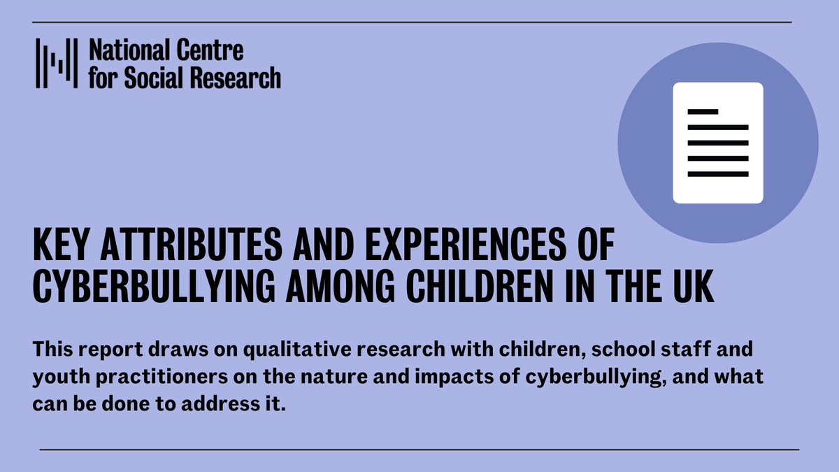 NEW REPORT: What can be done about cyberbullying in the UK? We were commissioned by @Ofcom , in partnership with @CityUniLondon , supported @ABAonline and @DianaAward , to undertake qualitative research to explore the nature and impacts of cyberbullying.