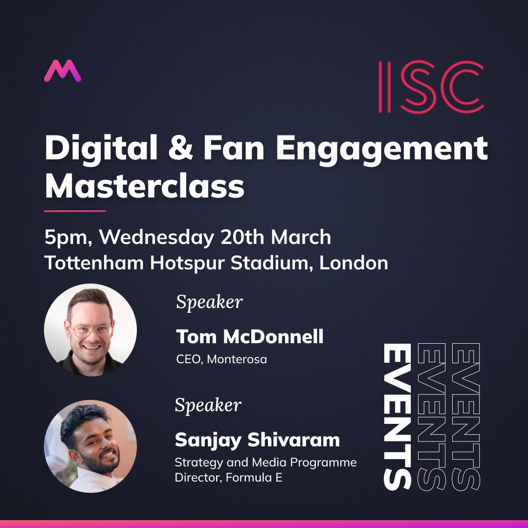 CEO & Co-founder, Tom McDonnell, will be joining a panel at INTERNATIONAL SPORTS CONVENTION next Wednesday, to share his insights into the future of fan engagement, alongside Sanjay Shivaram from Formula E We look forward to seeing you there! 📆 Wednesday 20th March 5pm