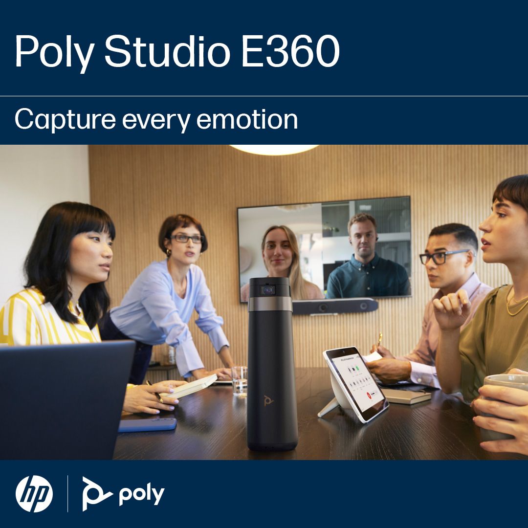 PolyCompanyNWE's tweet image. Capture every emotion with the #PolyStudio E360 smart centre-of-table companion camera.

Powered by 4 8MP cameras and driven by #PolyDirectorAI framing modes, this 360° camera delivers face-to-face connection in every meeting. 

Learn more👉 bit.ly/4a4OPh6
