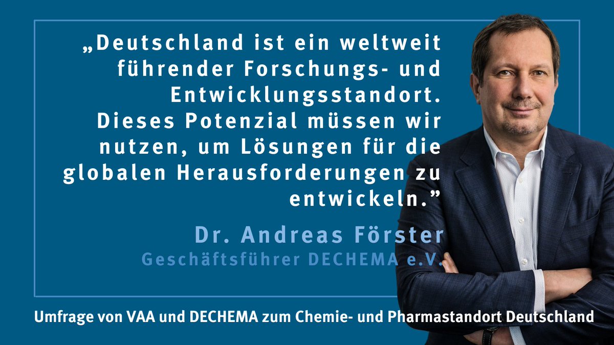 Eine Umfrage unter Fach- und Führungskräften aus der Chemie- und Pharmabranche liefert eindeutige Signale: Hohe Energiepreise und zähe Genehmigungsverfahren gefährden unsere internationale Wettbewerbsfähigkeit. Doch es gibt auch Lichtblicke: dechema.de/%C3%9Cber+uns/… @VAA_de