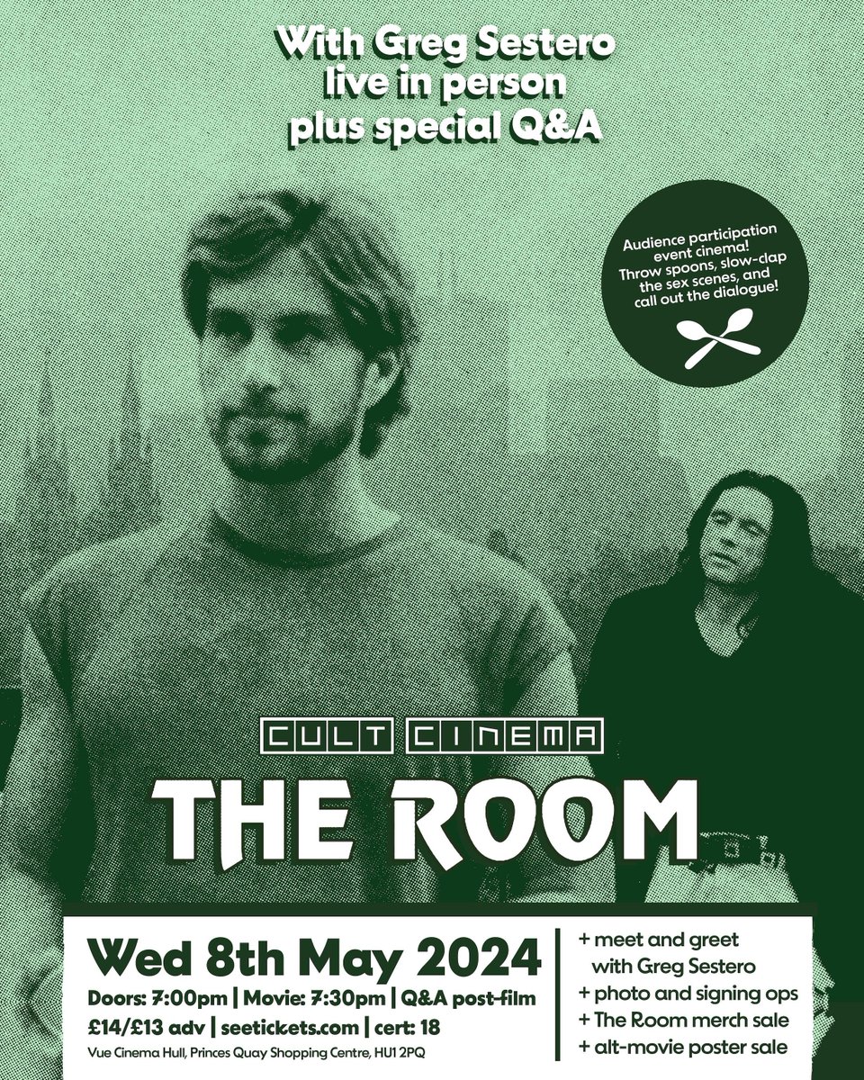 ON SALE NOW

<a href="/gregsestero/">Greg Sestero</a> joins us in #Hull at Vue Cinema for a special mid-week The Room screening with Q&amp;A, meet and greet and more. What a story, Mark!

📅 Wednesday 8th May
🎟 book tickets: bit.ly/CultCinemaTheR…
