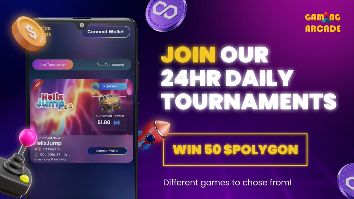 NON-STOP P2E GAMING TOURNAMENTS Ready to test your skills? 🕺 Let the games begin! gamingarcade.io/tournament?utm…… Tag your gaming squad and join us now for a chance to WIN 50 $POLYGON daily! But hey, there’s even more..👀 The most active players will be rewarded 🪂