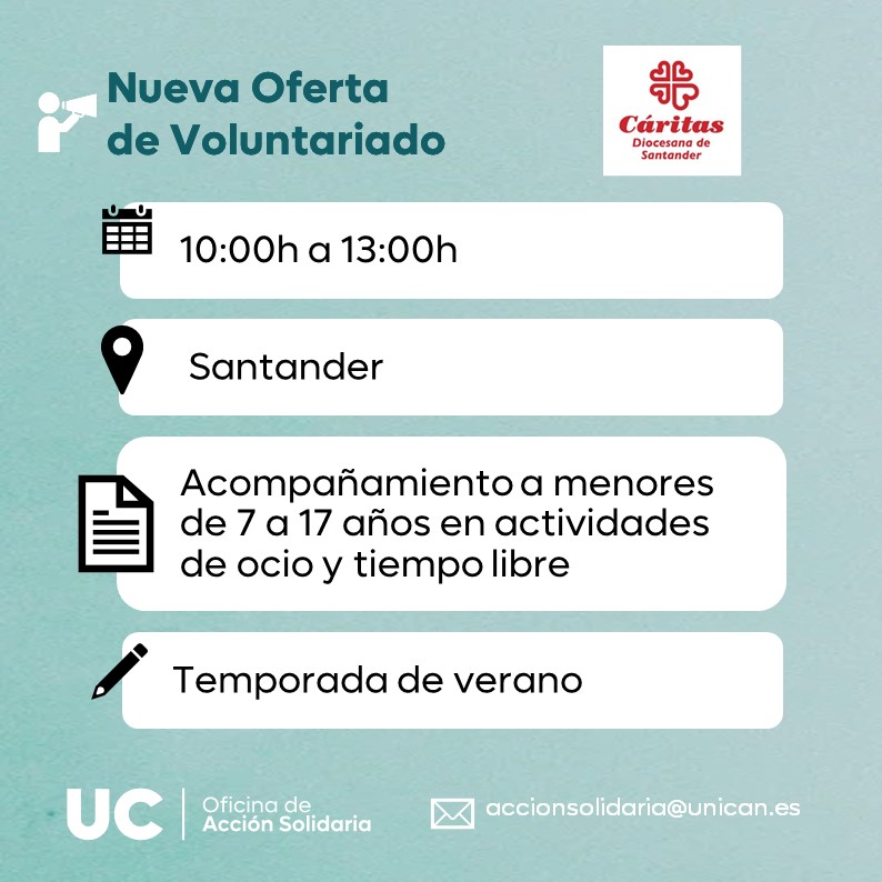 Nueva Oferta de Voluntariado❗❗ @_CARITAS 💌accionsolidaria@unican.es