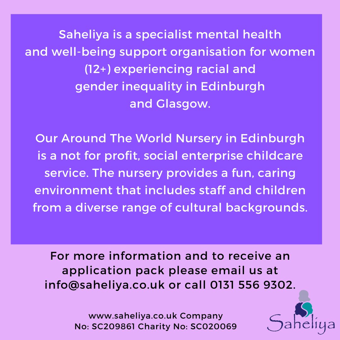 We have a #vacancy for an Early Years &amp; Childcare Development Manager to join our  #Edinburgh team.
Hours:  35 hours per week
Salary: £31,000 per annum
Deadline: 2/4/2024

For more info &amp; application pack please contact:
info@saheliya.co.uk  or call 0131 556 9302