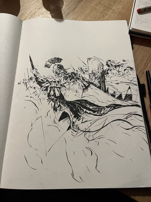 Some brush pen action at yesterday's drink and draw event! 