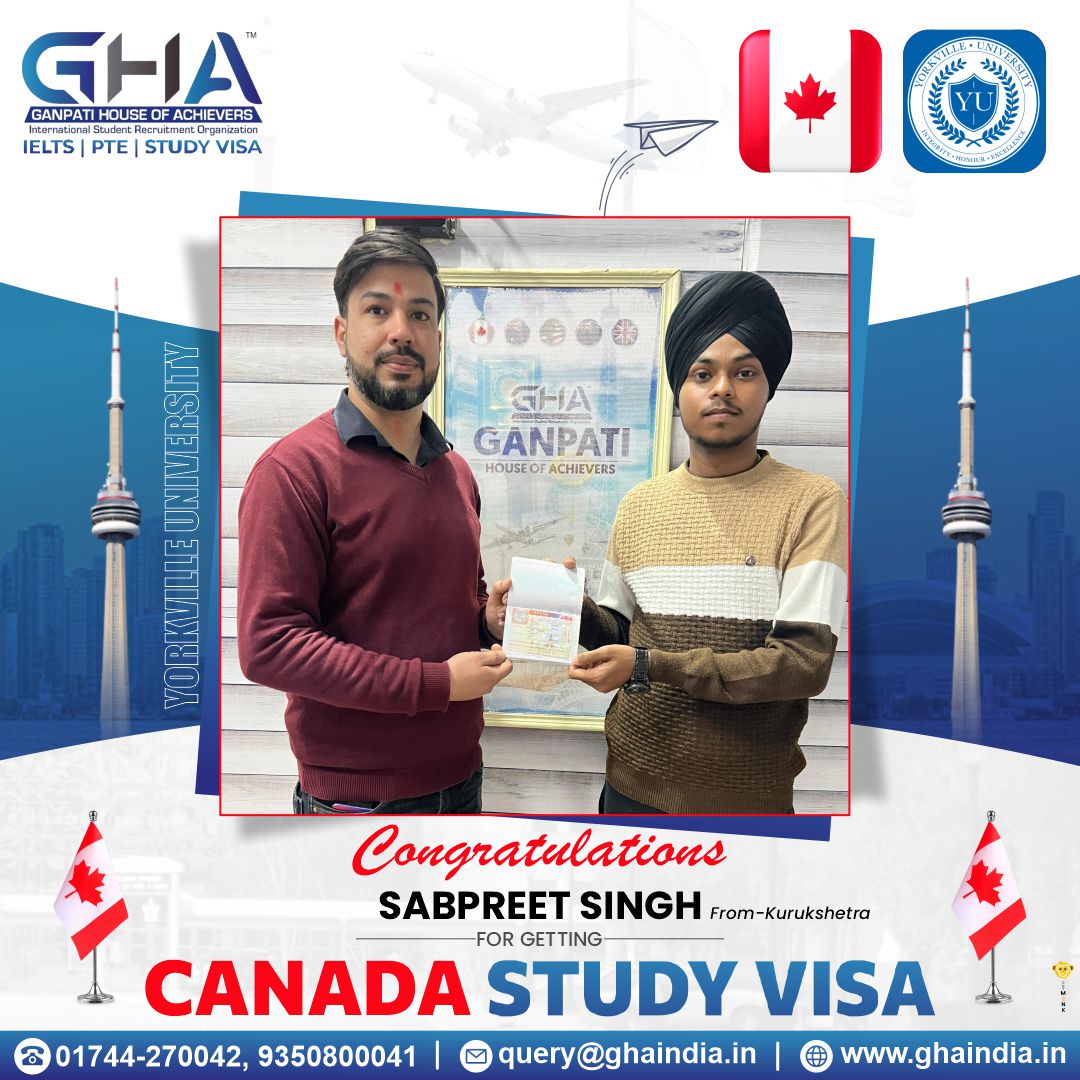 Congratulations to SABPREET SINGH For Getting CANADA Study Visa
.
Call Us : 01744270042, 9350800041
Email Us : query@ghaindia.in
.
#ganpatihouseofachievers #gha #canada #canadavisa #studyvisa #traveltocanada