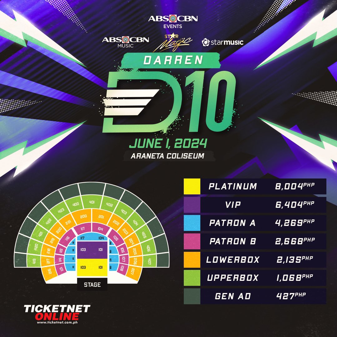 StarMusicPH's tweet photo. Nan-D-to na ang pinaka-hinihintay n'yong moment!

D' tickets to D10 - Darren's 10th anniversary concert is out now!

"D" kayo magpapahuli di ba? 

Get your tickets now at any Ticketnet Outlets or via https://t.co/3sI7GJqUqA

@Espanto2001 
#ABSCBNEvents #DARREN https://t.co/ubhkl03d6M