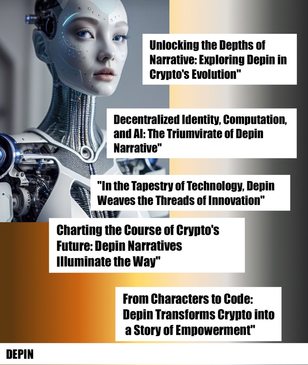 Today we will read something Amazing and knowledgeable.

Unveiling the Depths: Exploring Depin Narrative in Good DePIN, Compute Protocol, and Decentralized AI Model Projects ! 

 #DePIN #AI #ArtificiallyIntelligence #Decentralization #CryptoCommunity #DePIN  !

Take a look ⬇️