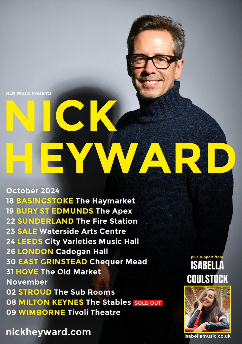 🔥 ANNOUNCEMENT 🔥 SUPER excited to announce I’ll be heading out on tour supporting the fabulous @NickHeyward in the autumn of 2024!! Check out the venues 👆 and there’s a ticket link in my bio! Have a “Fantastic Day” everyone! 🙈🤩🩵xx