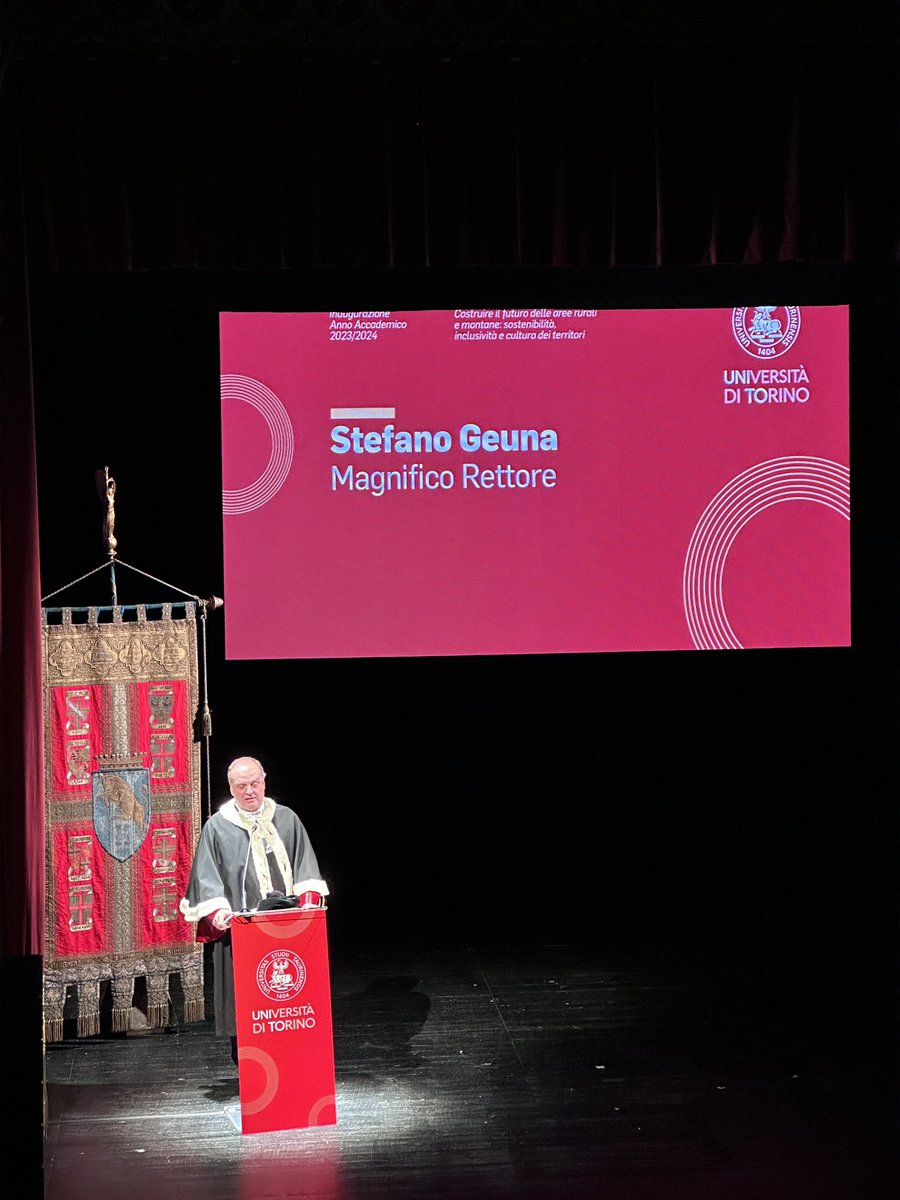 Il Rettore Stefano Geuna apre la cerimonia di Inaugurazione dell’a.a. 2023-2024 dell’Università di Torino.