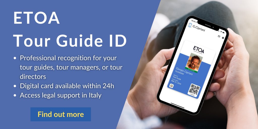 If you contract tour guides accompanying groups on multi-destination tours in Europe, ETOA Tour Guide ID Card can assist in demonstrating their status. 👉 For more information: bit.ly/3vZ2ebA 📌 Open only to tour guides working for an ETOA member. #travel #tourguide