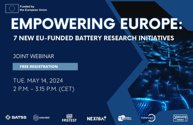 CIDETEC_'s tweet photo. EMPOWERING EUROPE: 7 new EU-funded battery research initiatives.
Join us and learn more about battery innovation. CIDETEC Energy Storage will be presenting @BATSS_EU.
โhttps://t.co/XuN2DAPOuB
#CidetecEnergyStorage #GreenFuture #CIDETEC #BATSS #webinar #EUproject https://t.co/L5VPWm6jgC