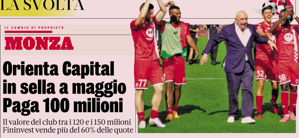 Gazzetta : #Monza va changer de propriétaire. En mai prochain, Orienta Capital deviendra actionnaire à hauteur de 60% contre 100M 🗞️