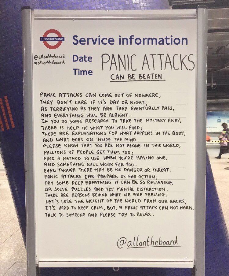 Unless someone has experienced a panic attack they don’t know how scary they can be. Knowledge is power for defeating them. If you do get panic attacks please know that you are not alone. 

#WorldPanicDay #PanicAttacks