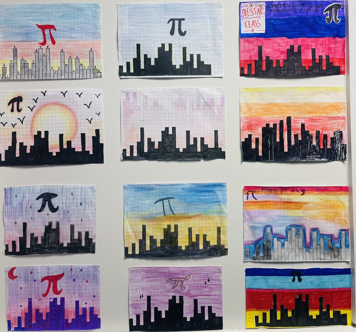 Our S1s enjoyed creating these skylines, the height of each building represents the digits of Pi which is celebrated on March 14th (Pi=3.14159265….)