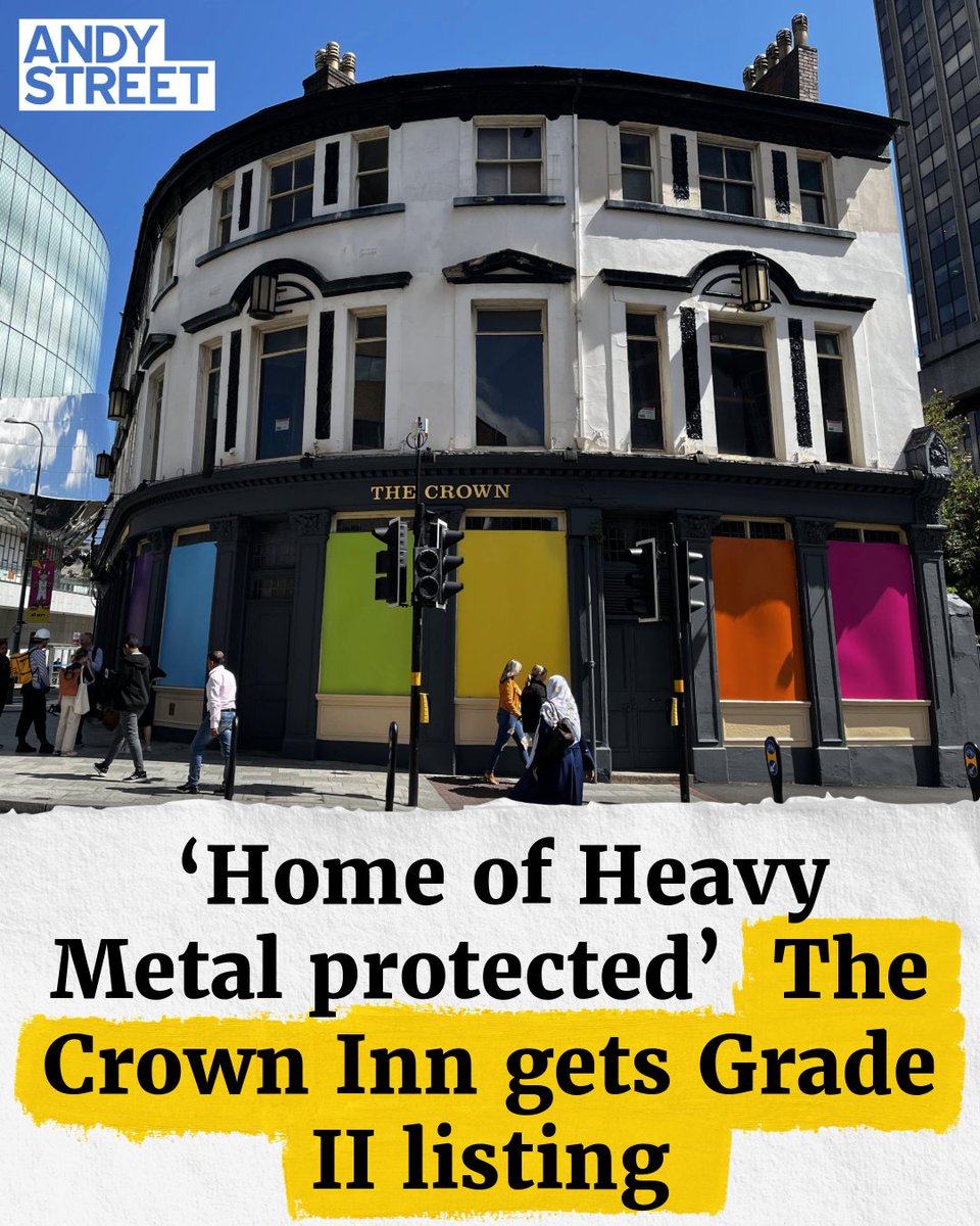 THE CROWN HAS BEEN LISTED 🚨 Led by the fantastic @jezc, we’ve got this iconic site Grade II listed 👏🏻 Not only does this protect the building that was home to Black Sabbath’s first gig, but it also has significant ramifications for any planned development of Station Street 💪🏻