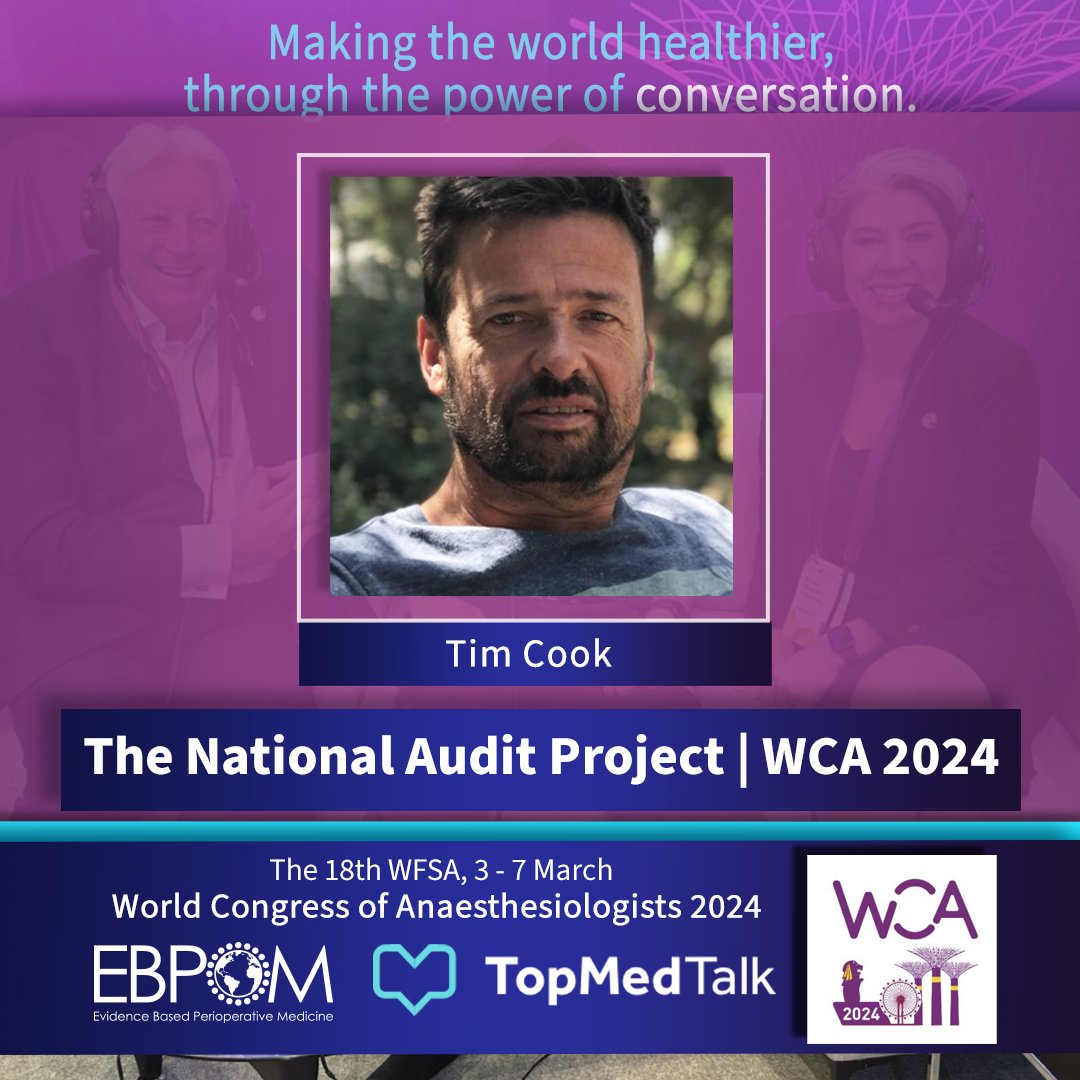 TopMedTalks to … Tim Cook of The National Audit Project | WCA 2024 🎧 topmedtalk.com/podcasts/topme… Presented by Desirée Chappell and Mike Grocott with their guest, Tim Cook @doctimcook. #WCA2024 #TopMedTalk