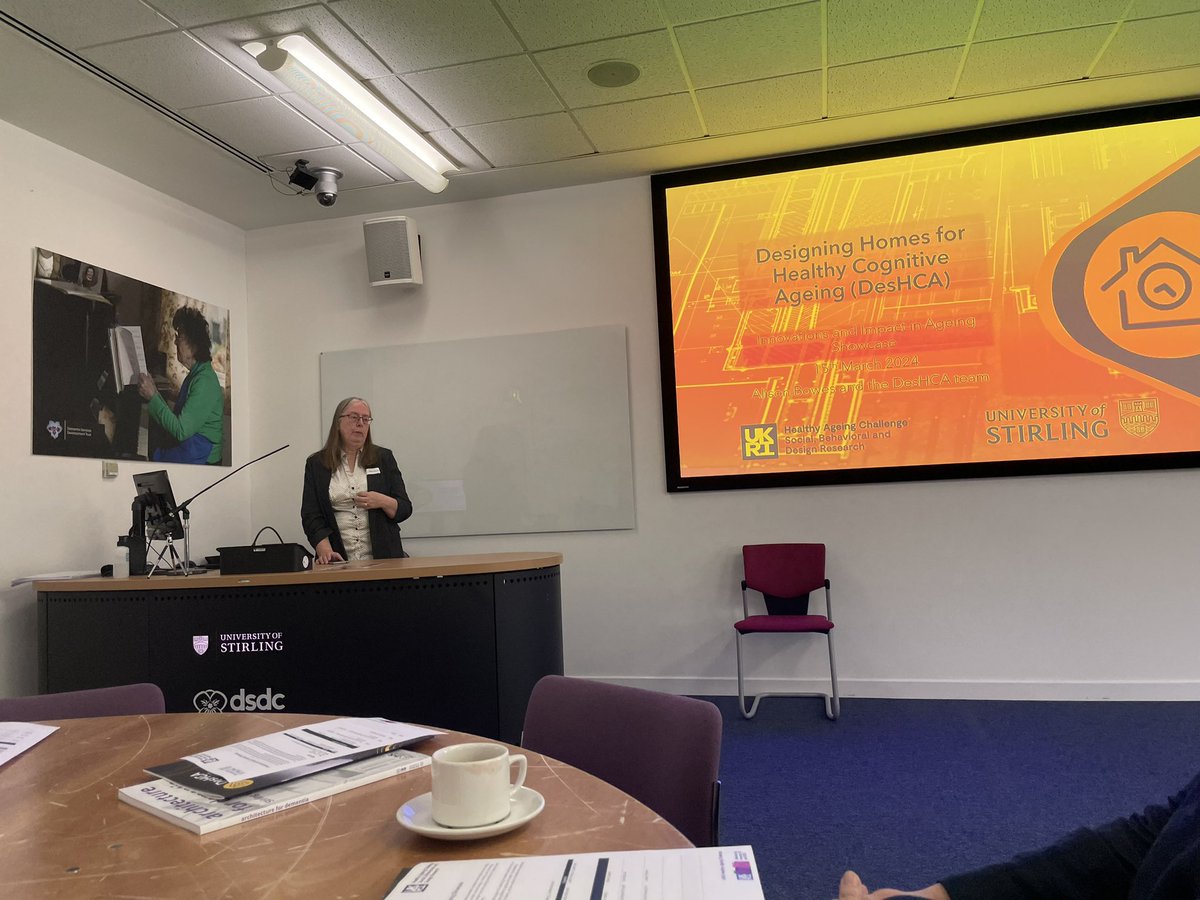 Prof Alison Bowes starting the #ageingshowcase <a href="/StirUni/">University of Stirling</a> today presenting on the <a href="/DesHCA_Project/">DesHCAProject</a> project!