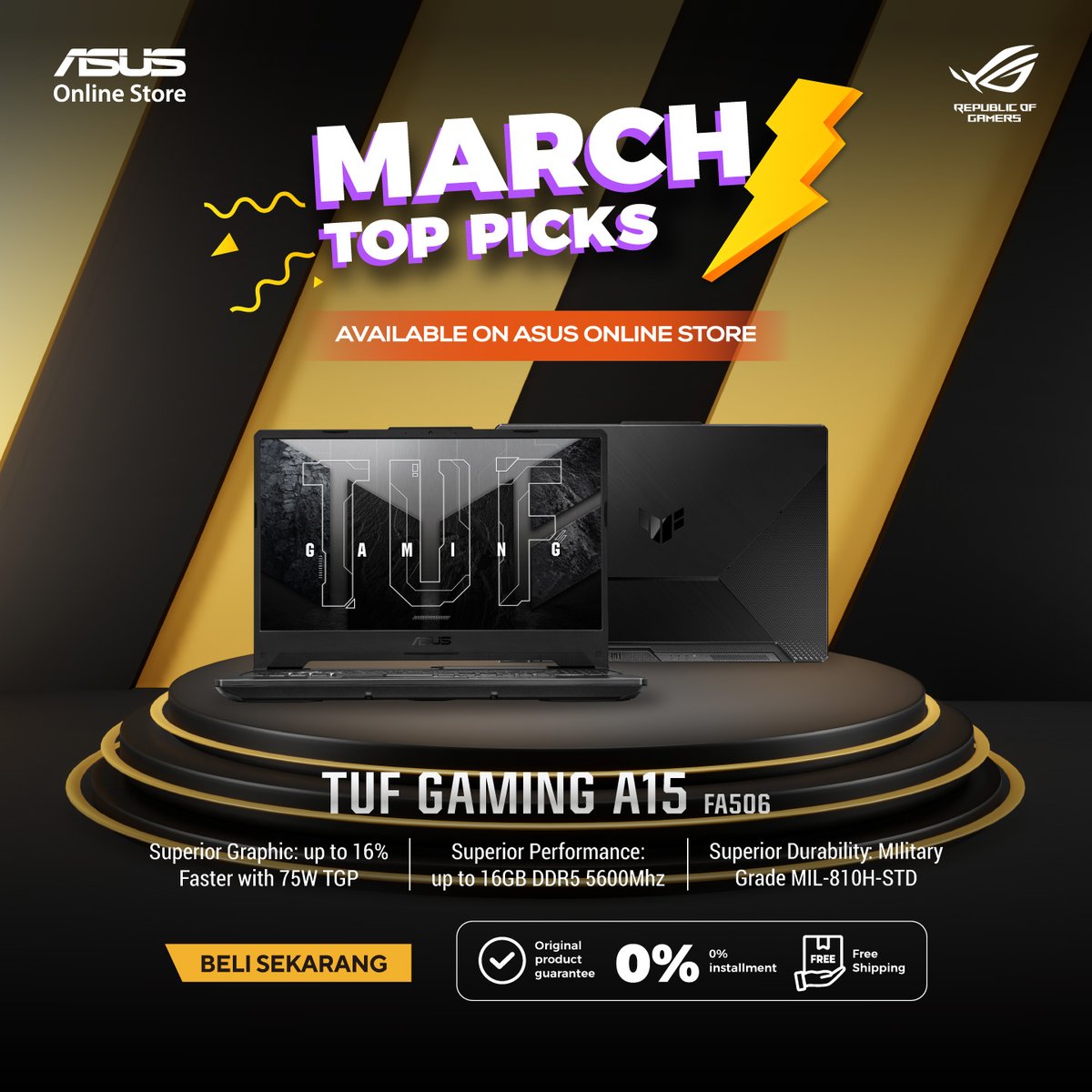 Bingung mau beli laptop apa? Slide aja foto-foto ini, kumpulan laptop Gaming ter-populer ASUS di bulan ini. Check out via ASUS Online Store bisa dapat cicilan 0% lho & free ongkir! 😎 Gak hanya itu, produk di kami dijamin 100% original! 💯 #ROG #ASUSOnlineStore #ASUSGaming