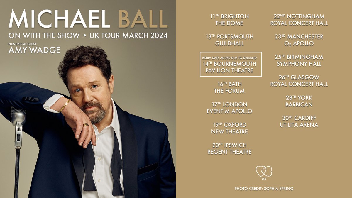 .@mrmichaelball performs on his #OnWithTheShow tour at the @EventimApollo tonight! With special guest Amy Wadge