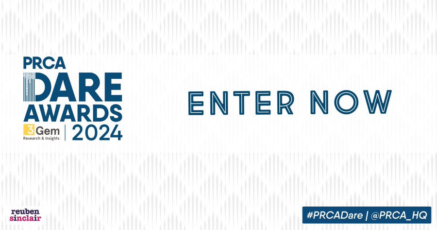 🏆The 𝟮𝟬𝟮𝟰 𝗣𝗥𝗖𝗔 𝗗𝗔𝗥𝗘 𝗔𝘄𝗮𝗿𝗱𝘀 recognise the UK's outstanding PR and communications professionals and the brightest talent across eight regions/nations. HURRY - enter before Wednesday, 20 March. Learn more ▶️ prcadareawards.com