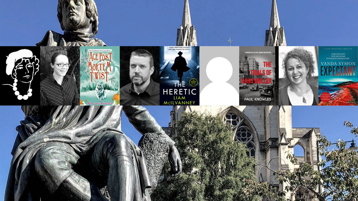 Save the date: Fri 5 April, our #MysteryInTheLibrary series of free/koha events hits Dunedin, for a fascinating panel of genre-blender @KuraCarpenter, Ngaios winner @LiamMcIlvanney, mysterious debutant Paul Knowles & 3x Ngaios finalist and #traitorsnz star @vandasymon #yeahnoir