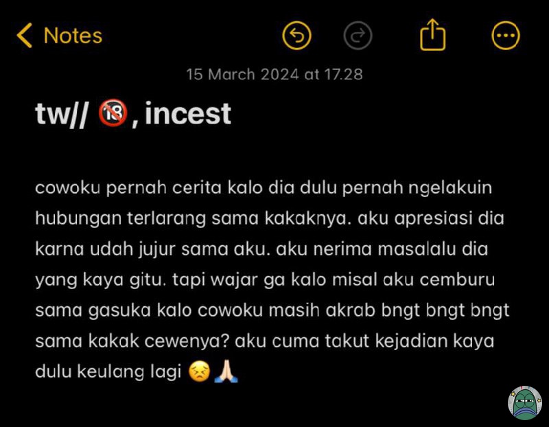 tanyarlfes's tweet photo. 💚 jujur aku bingung harus gimana. takut perasaan yg aku rasain ke cowoku sama kakaknya tu ga wajar 😣 https://t.co/3LNtBFGF8m