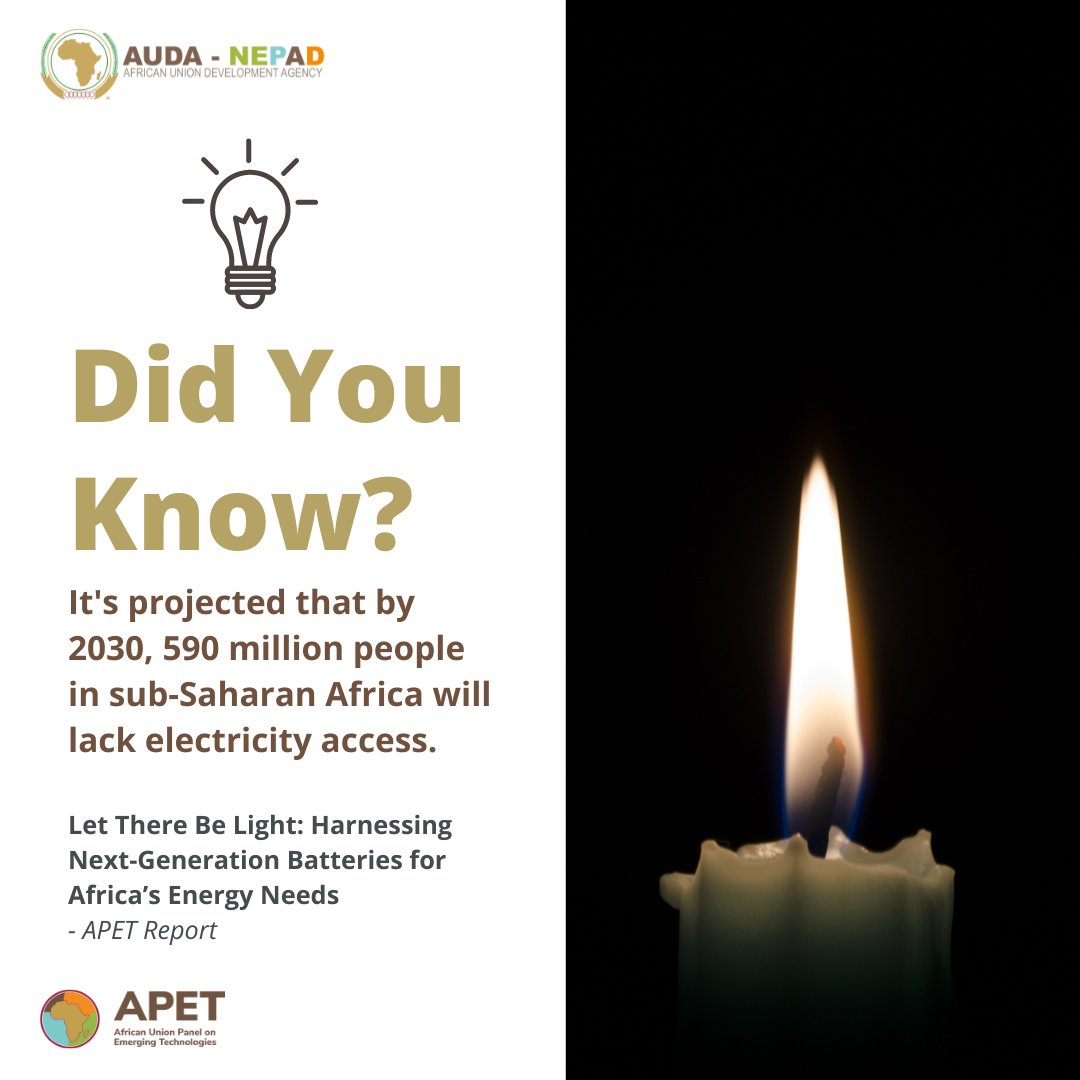Can you imagine life without electricity? By 2030, 590 million in sub-Saharan Africa might not have to imagine. Find out how we can change this narrative in our latest #NextGeneration Batteries report 👉🏽 bit.ly/437MiQ5 #APET #PoweringAfrica #SustainableEnergy