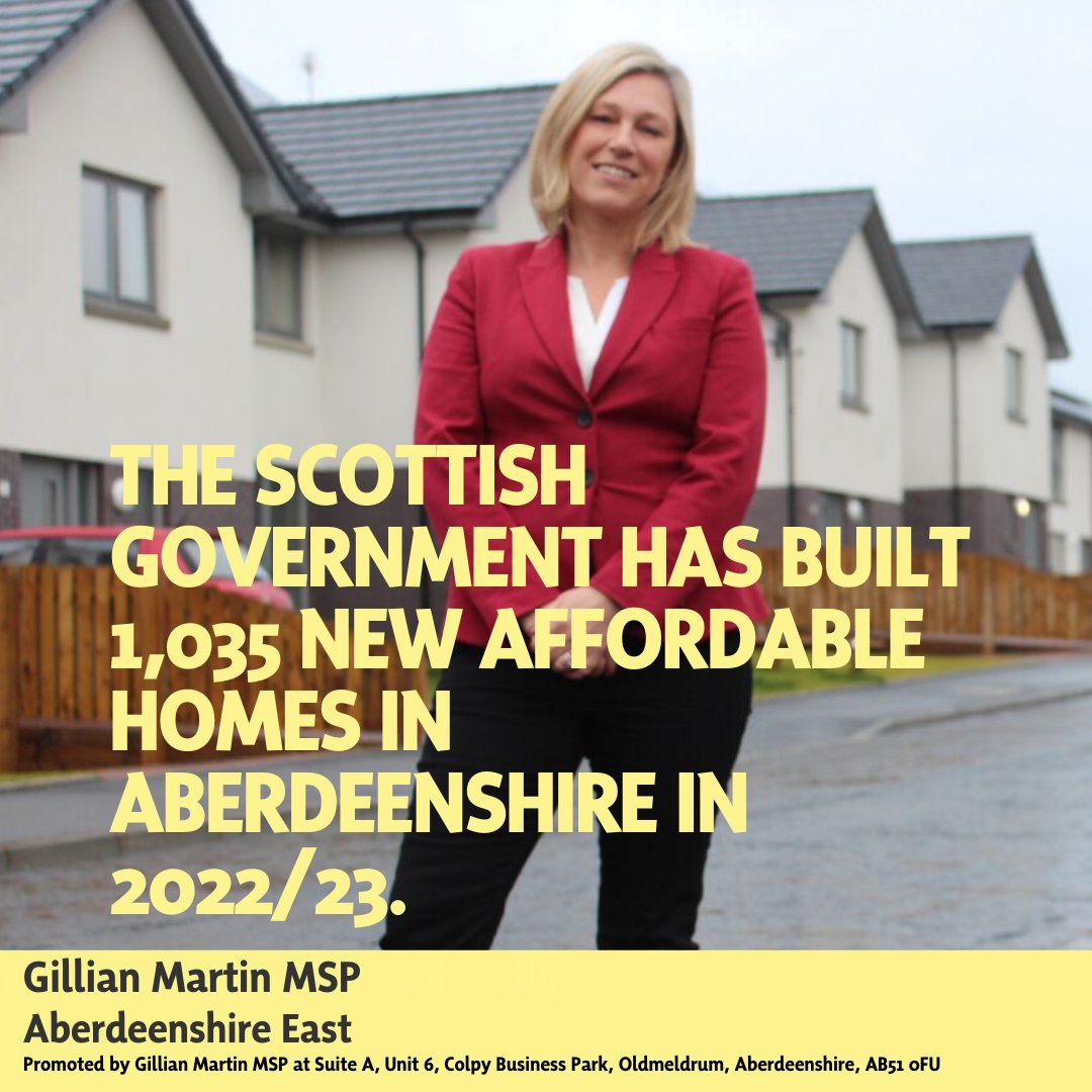 GMartinMSP's tweet photo. 🏠 In 2022/23 the Scottish Government built 1,035 affordable homes in Aberdeenshire.
✍️Housing supply is a key issue in Aberdeenshire and it is essential we continue to increase the number of good affordable homes available in the market. https://t.co/2Xpj2hyw0g