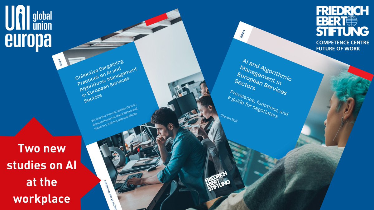 📢New research project online now!

We've just launched our new project w/ <a href="/UNI_Europa/">UNI Europa</a> on #CollectivBargaining practices on AI at the workplace! It includes 2⃣ studies &amp; a database with examples of CBAs on #AI!

Project findings are available here👇shorturl.at/pzKS4