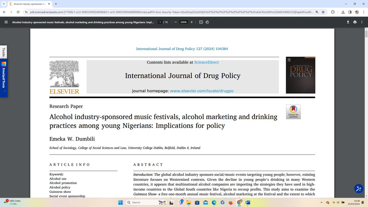 Publication Alert: Alcohol industry-sponsored music festivals, alcohol marketing and drinking practices among young Nigerians: Implications for policy sciencedirect.com/science/articl…