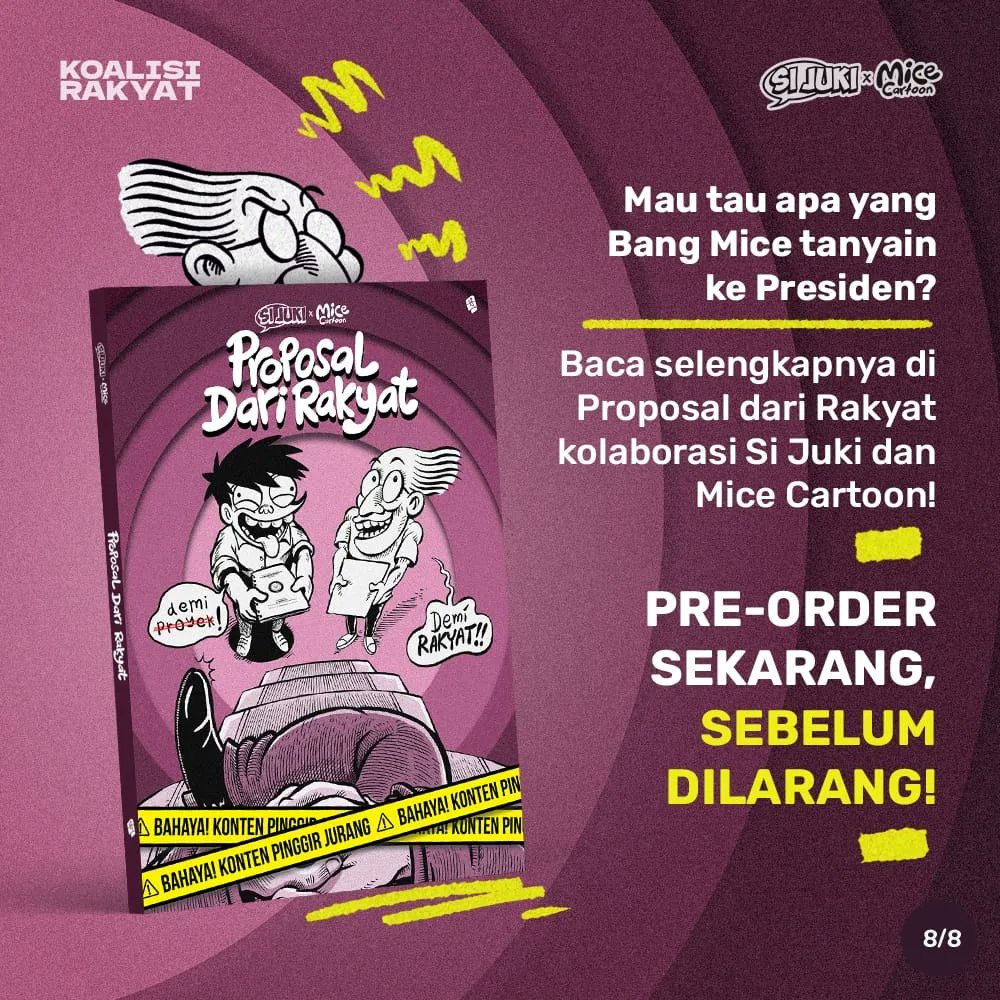 Buku Proposal dari Rakyat gua sama @jukihoki udah bisa di-pre order nih! Banyak paket lengkap yang dikasih sesuai kebutuhan rakyat.

Langsung pesen sekarang, sebelum dilarang! 
Link pesan: Lnk.bio/proposaldarira…