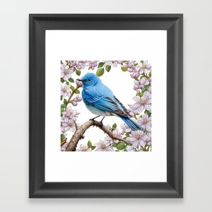 The Mountain Bluebird With Syringa Flower Border #Stationery #greetigCards #taiche #Society6  #taiche #idaho #idahostate #mountainbluebird #stateflower #wildlife #syringaflowers #sialiaarctcia #blossom #march4th #philadelphuslewisii #43rdstate #idahoday society6.com/product/the-mo…