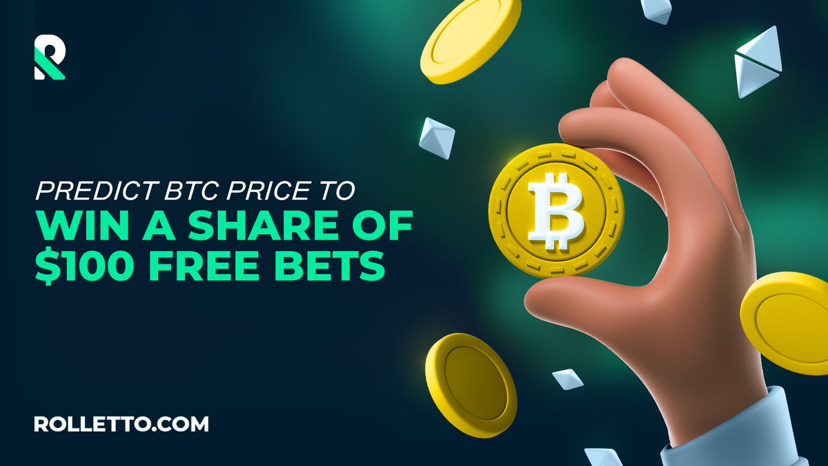 Predict the $BTC daily candle close to win a share of the $100 free bets. If there's no correct answer, the five closest answers win the reward. Follow @RollettoWorld, reshare, and love this post.