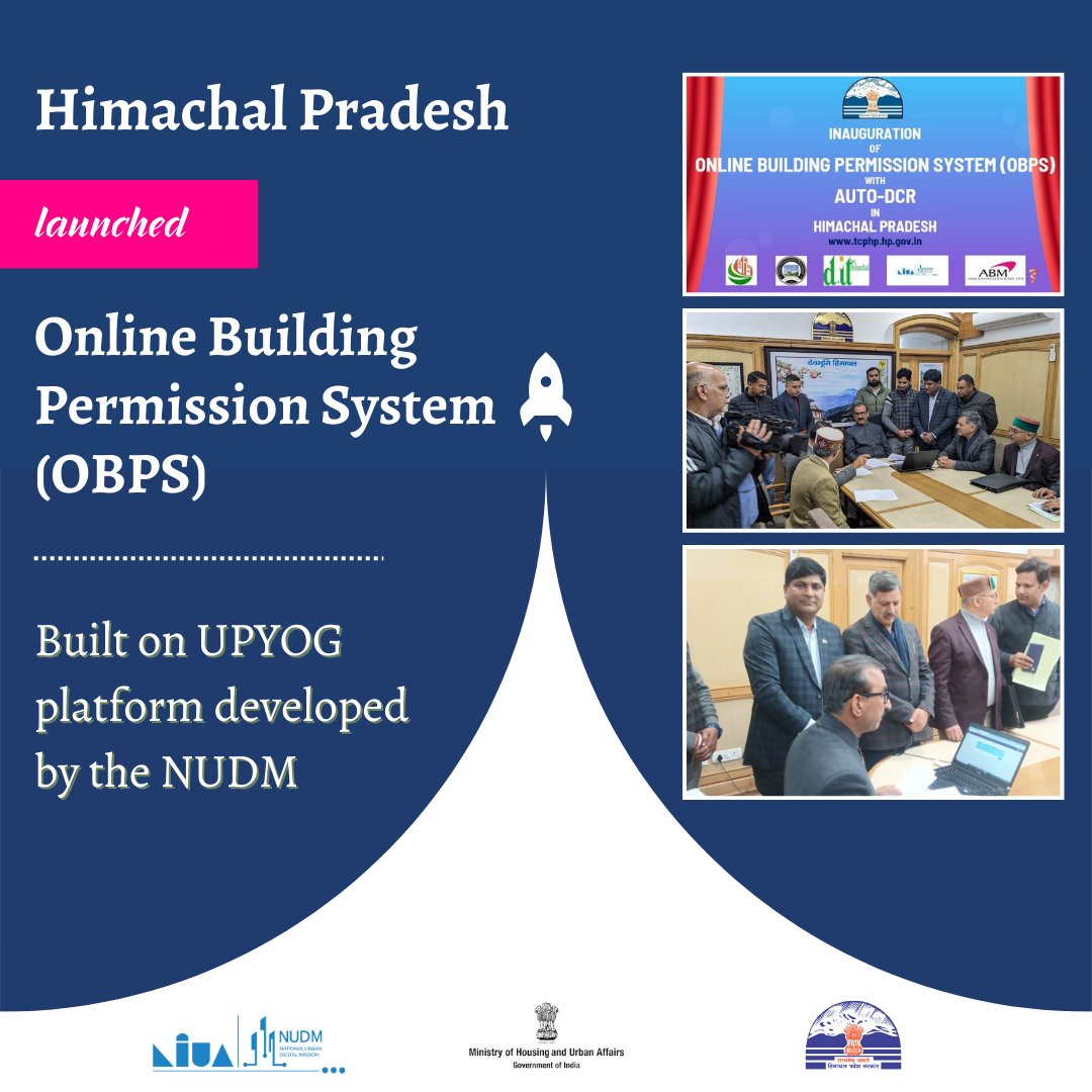 Shri Sukhvinder Singh Sukhu, CM, Govt. of Himachal Pradesh launched Online Building Permission System integrating the innov. eDCR feature built on the UPYOG platform under NUDM simplifies the auto scrutiny report within seconds thus expediting the building plan approval process.