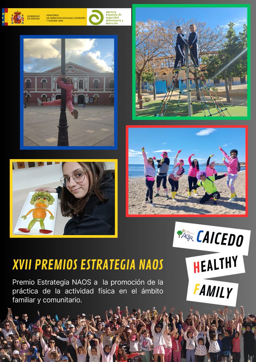CEIP_AnaCaicedo's tweet image. 🎉🎊SOMOS PREMIO NAOS🎊🎉

¡Estamos de enhorabuena!
Caicedo Healthy Family ha sido premiado en la categoría de “Promoción de la práctica de la actividad física en el ámbito familiar y comunitario”
@MSocialGob 
@Educarm 
@AytoLorca 

#CEIPAnaCaicedo
#NAOS 
#CaicedoHealthyFamily