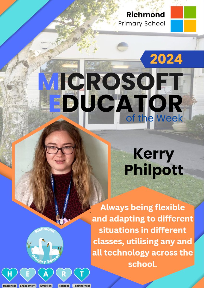 Congratulations to our ME of the Week, Miss Philpott For excellent use of @MicrosoftEDU @MicrosoftLearn tools & @flip @CanvaEdu @MicrosoftTeams to provide #equitable #learning opportunities for all our children! #MIEExpert #edtech #TrustInStour @OneNoteEDU @FlipgridEvents
