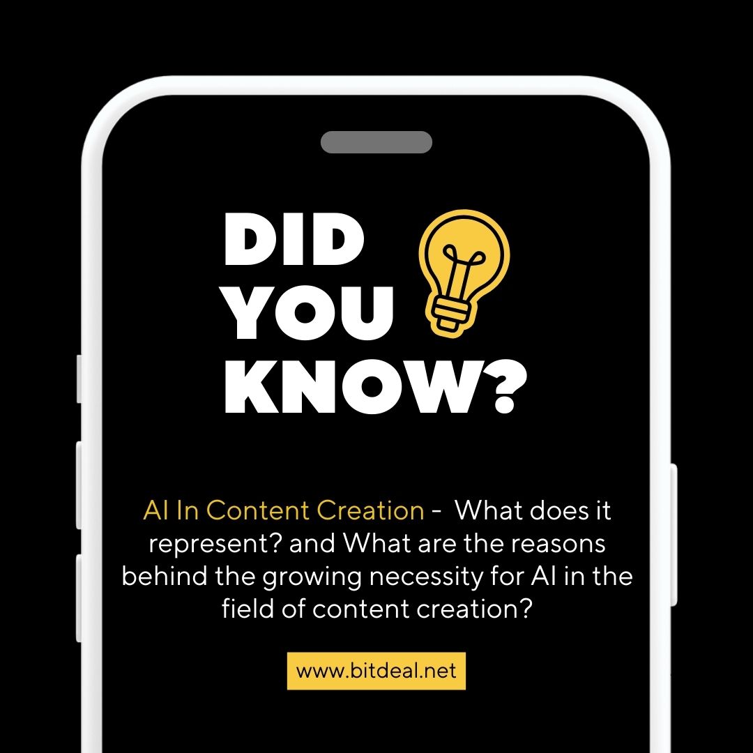 bitdeal001's tweet image. Wondering what #AIincontent creation represents? It&apos;s like having a creative assistant that never sleeps! From writing engaging articles to crafting captivating social media posts, #AI brings efficiency and innovation to the table.

visit : bitdeal.net/ai-in-content-…

#bitdeal #tech