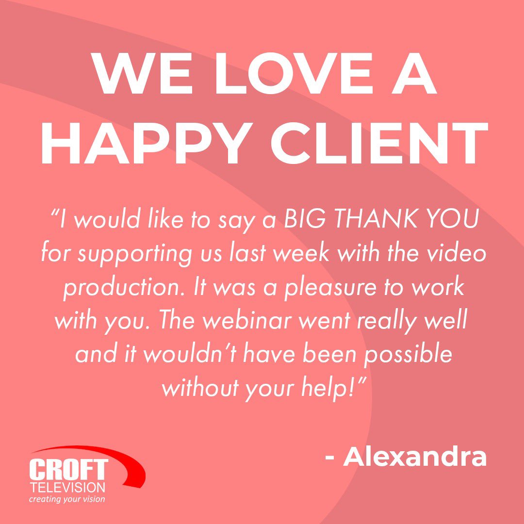 CroftTV's tweet photo. We love a happy client!
#CroftTV #CroftTelevision #FilmLondon #Berkshire #Buckinghamshire #London #Slough #Reading #VideoBerkshire #VideoBuckinghamshire #VideoLondon #VideoReading #VideoSurrey #VideoSlough https://t.co/aMinidK00k