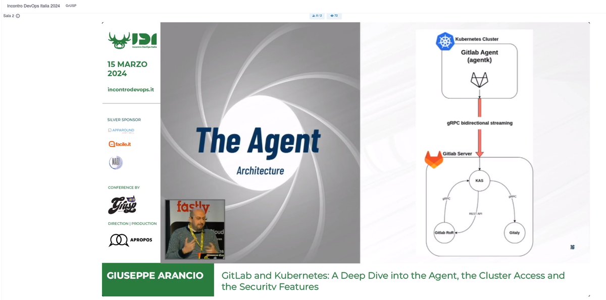 The Agent will save our lives 😎
Giuseppe Arancio sul palco per Spark.

#IDI2024 <a href="/grusp/">GrUSP</a> <a href="/gitlab/">🦊 GitLab</a> <a href="/kubernetesio/">Kubernetes</a>