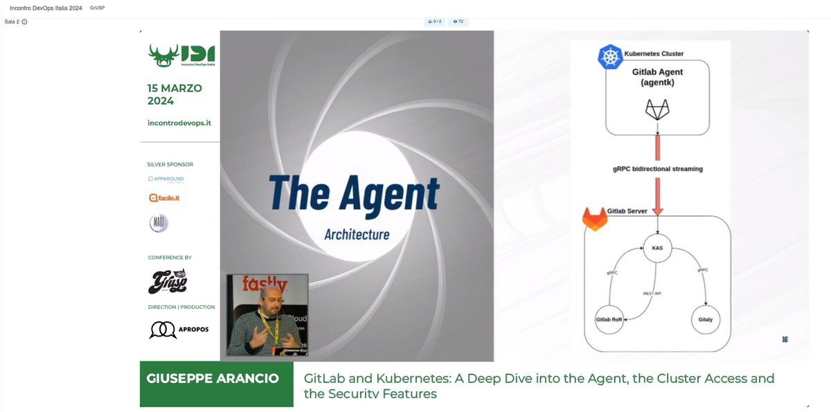The Agent will save our lives 😎 Giuseppe Arancio sul palco per Spark. #IDI2024 @grusp @gitlab @kubernetesio