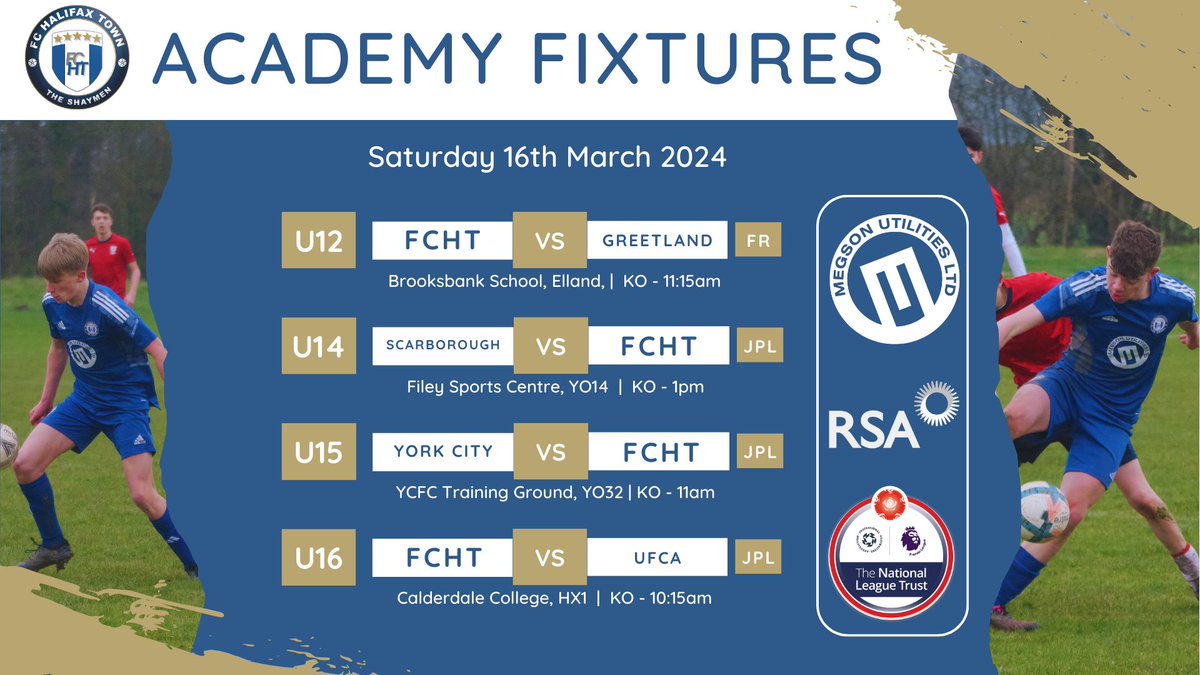⚽📅 WEEKEND FIXTURES Two of our teams head to North Yorkshire and the U12 step up to 11v11 football for the first time. #FCHT