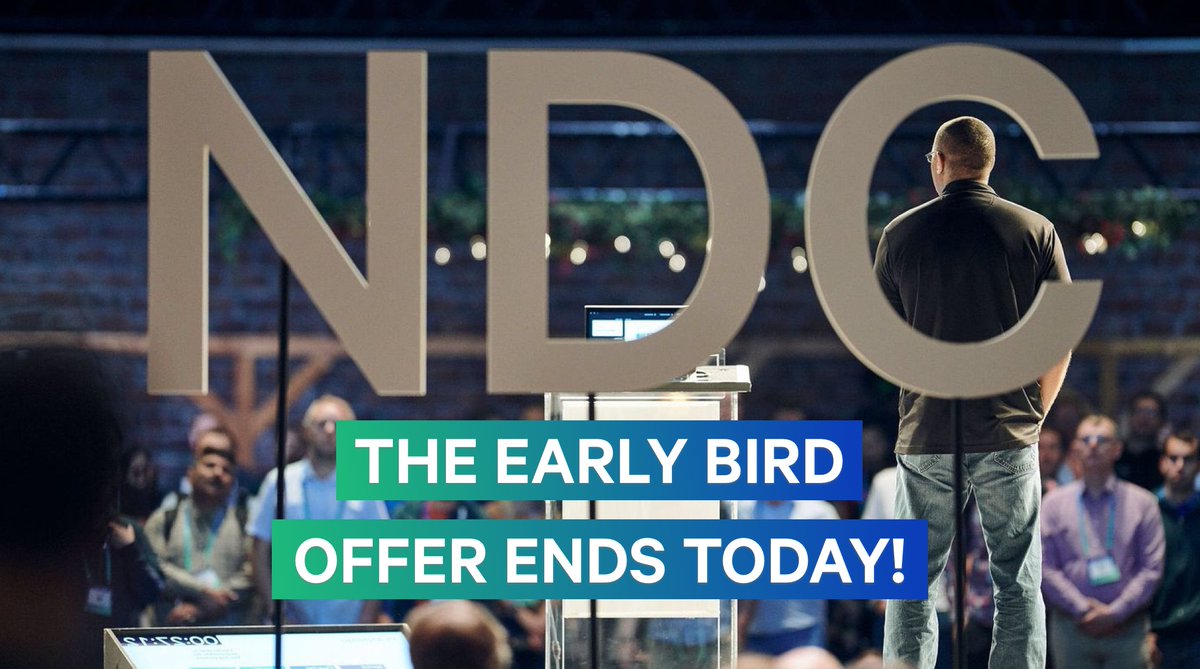 Today is your last chance for discounted #EarlyBird tickets to #NDCOslo 2024! 🌐 5-Day Event for Software Developers 🎙️ 150 Speakers 📢 160 Sessions 💻 19 Workshops Tickets -> ndcoslo.com