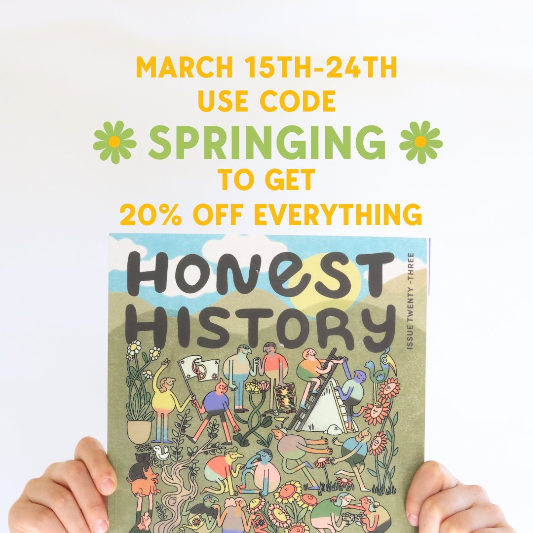 🌼SURPRISE🌼 We’re doing a Spring Flash Sale!

Today until March 24th, take 20% off of EVERYTHING! Use code ➡️ SPRINGING at checkout. Happy adventuring! 

#honesthistory #kidsmagazine #childrensbooks #kidsbooksale