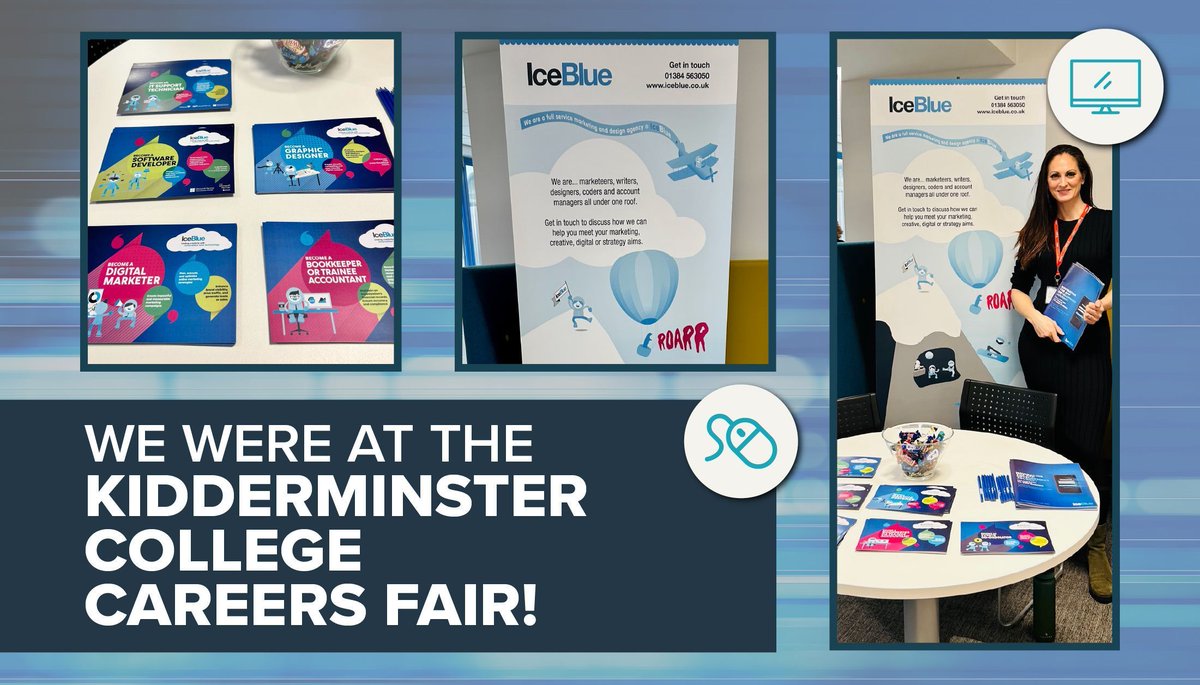 insideiceblue's tweet photo. We attended the @KidderminstColl Careers Fair on Tuesday! 💼 Engaging with talented students interested in digital careers, we shared insights into roles like marketing, IT, software development, events &amp; more 🚀 Want to join our dynamic team? Enquire: https://t.co/dzyfvaTIJN https://t.co/8Bhg0qdTI7