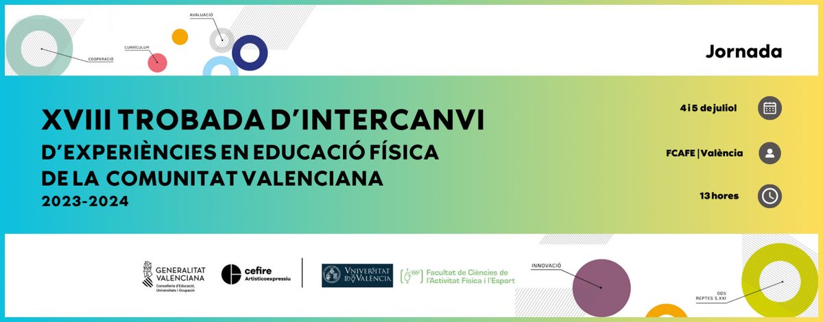 Inscripcions Petxa-Kutxes – XVIII Trobada d’intercanvi d’experiències en Educació Física 🤝🤸‍♂️🏊👨‍🦽

✅Adjunteu-la en un arxiu en format vídeo .mp4
✅Recordeu que ha de durar 6 min 40s

👉🏼➕ℹ️ forms.office.com/e/QZEKHFi5R5

✅Data límit propostes: 21 d’abril de 2024

#18TrobadaEF