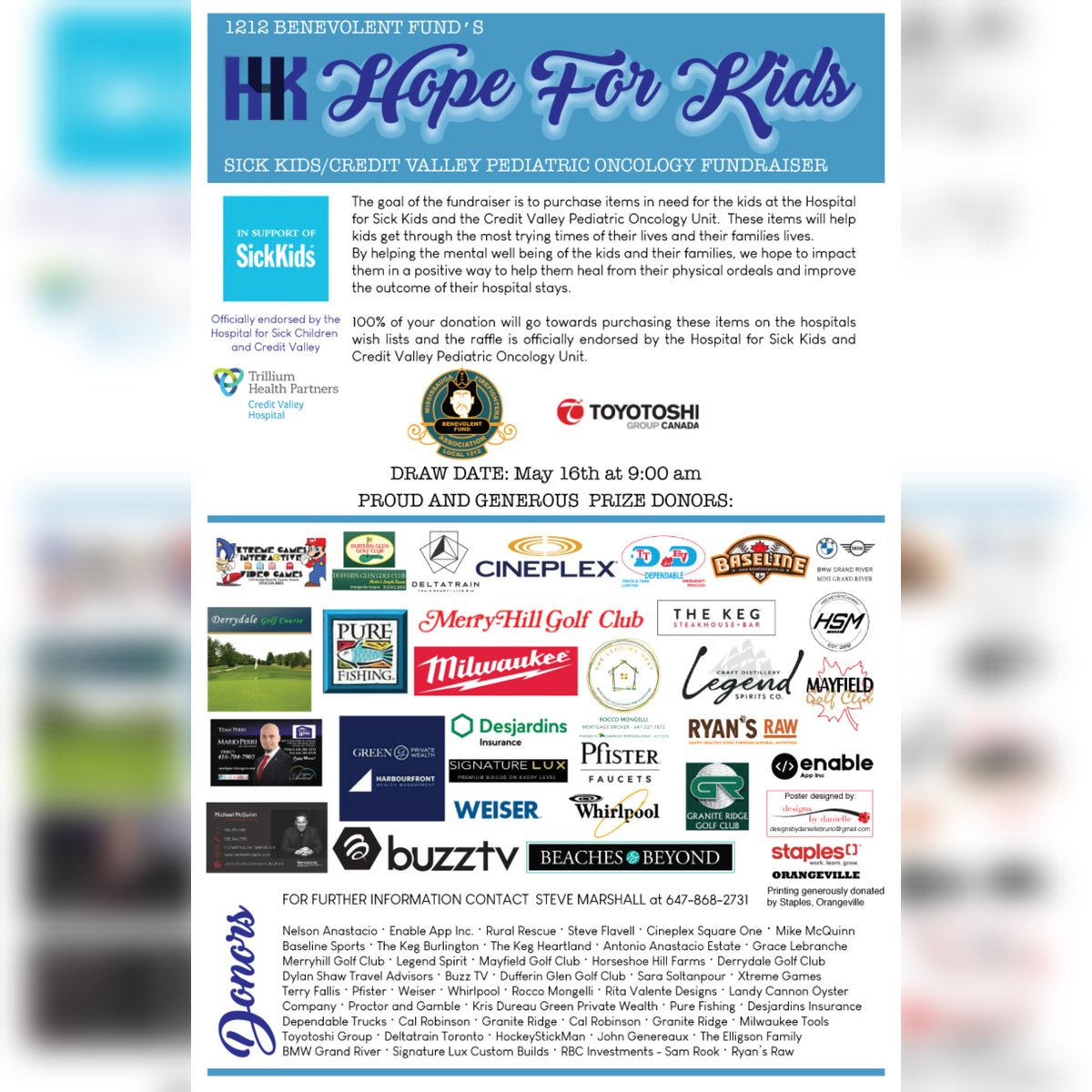 Have you purchased your tickets yet? There is still time! Introducing 'Hope For Kids': Our newest fundraiser raising money for @SickKids and the Credit Valley Oncology Unit. Click the link in our bio or visit our website at loom.ly/igMIugE to purchase today!