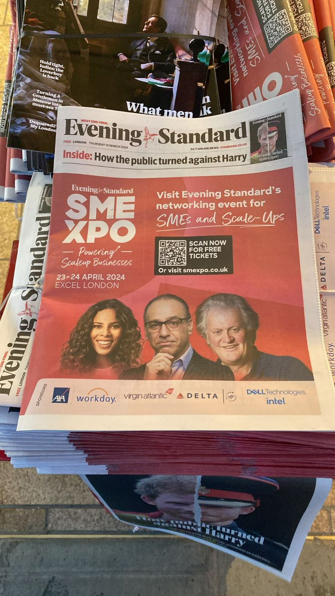 SME XPO makes headlines on the front cover feature of the Evening Standard! Join us for the ultimate showcase of innovation, entrepreneurship, and collaboration. 🚀 Don't miss out get your free ticket 👉sme-xpo-2024.reg.buzz/socialmedia 📅 23-24 April 2024 📍ExCeL London