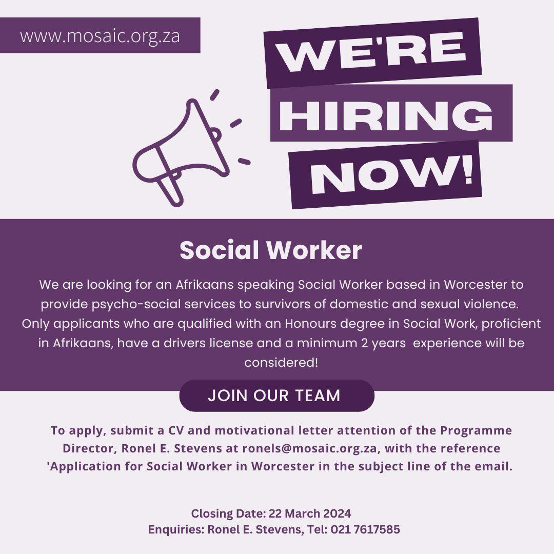 mosaicngo's tweet image. 📢📢 JOIN the MOSAIC Team and help make a difference in ending violence in our communities. Job Vacancies 👇🏾👇🏾#JobVacancyAlert