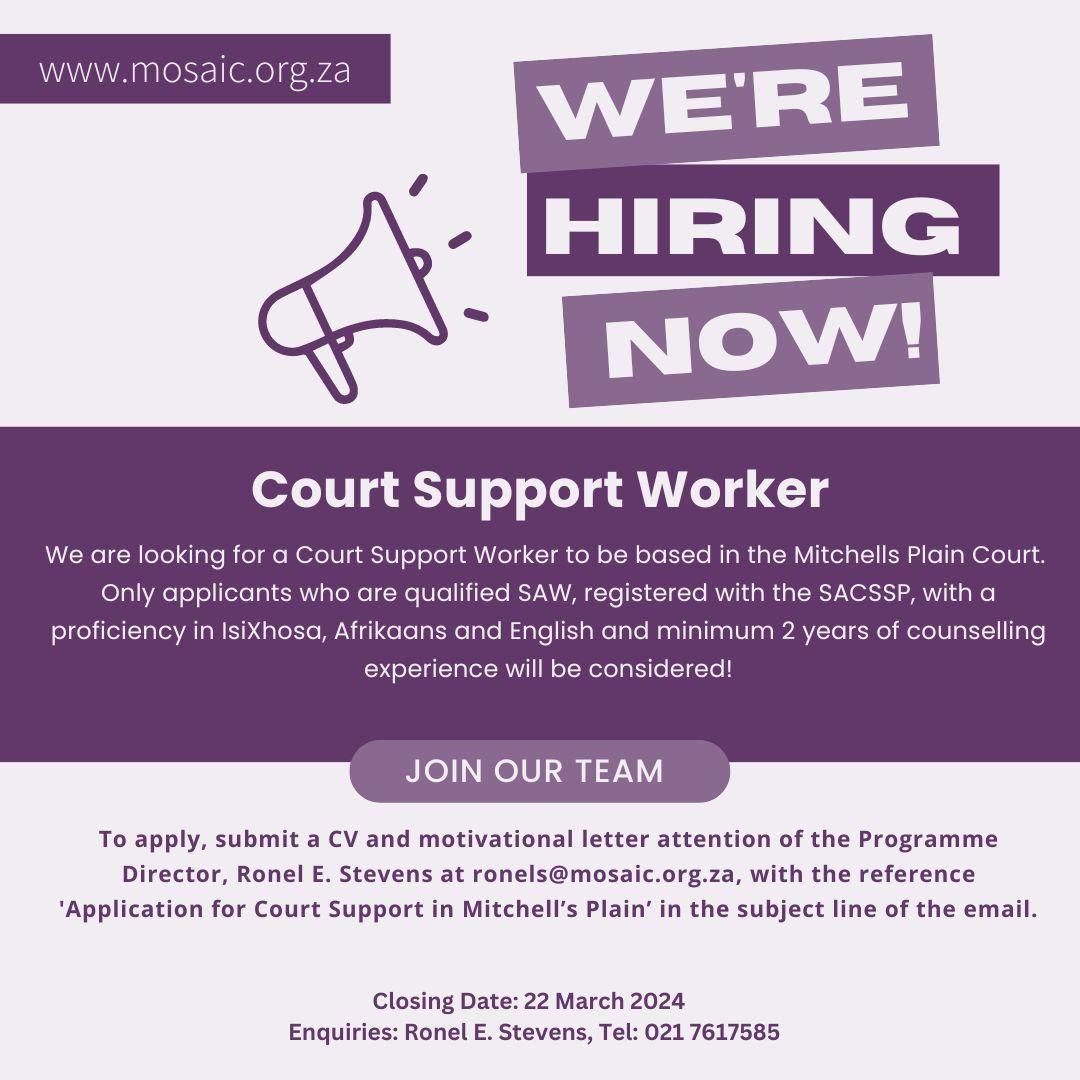 mosaicngo's tweet image. 📢📢 JOIN the MOSAIC Team and help make a difference in ending violence in our communities. Job Vacancies 👇🏾👇🏾#JobVacancyAlert